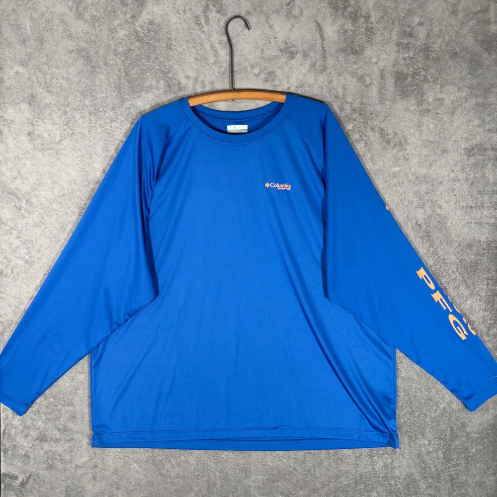 Columbia PFG Mens Blue Long Sleeve Performance Fishing Shirt 4X 4TF FS6094